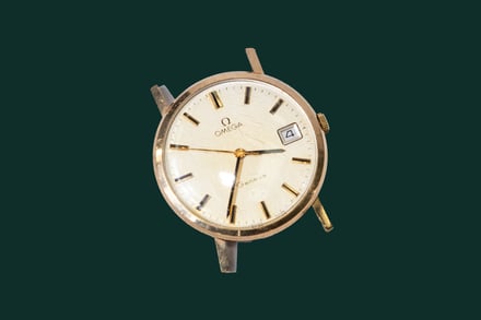 vintage watch face on green hero background