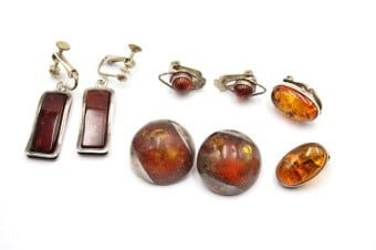Amber Clip On Earrings