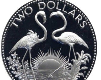 1974 Bohemian Arms Flamingos Silver Coin